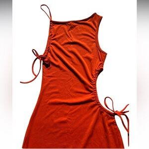SHEIN Stylish Orange Sleeveless Dress Sz:S